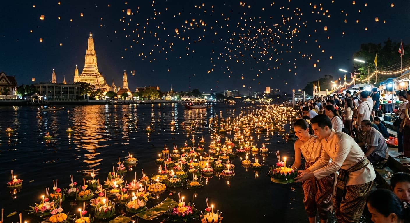 Loy Krathong on the Chao Phraya